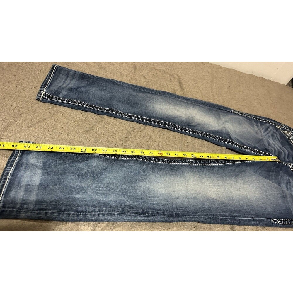 Rock Revival Jeans 27 Women’s Blue Patricia Easy Straight Embroidered Stretch - Picture 12 of 14